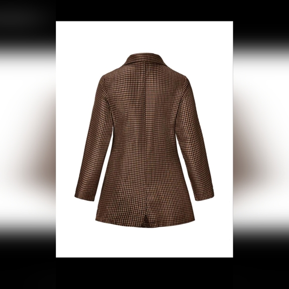 Profesional Brown and Black Checkered Double Breasted Plus Size Blazer - Picture 7 of 7